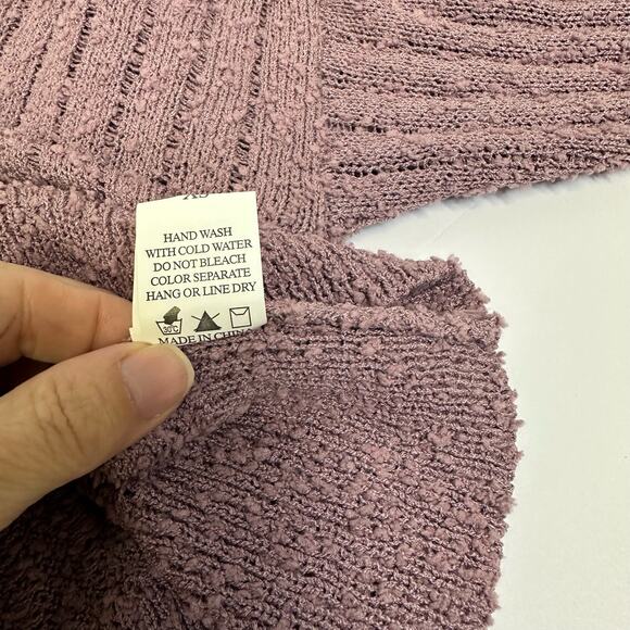 Altar’d State Mauve Ribbed Knit Cropped Sweater -  Textured Pullover - Size XS - Picture 4 of 8